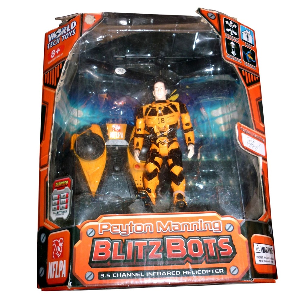 World Tech Toys NFL Peyton Manning Blitz Bots RC Helicopter 35071 New In Box